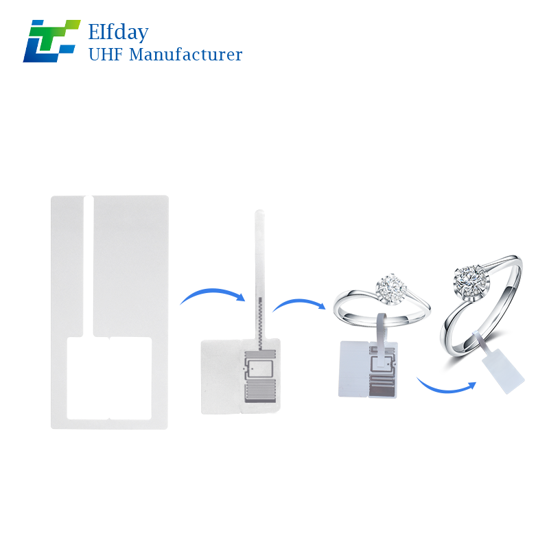 RFID UHF 68*26mm M730 tag Perforated Matte Pet Jewelry Tags for Gems/Silver, Waterproof for Inventory